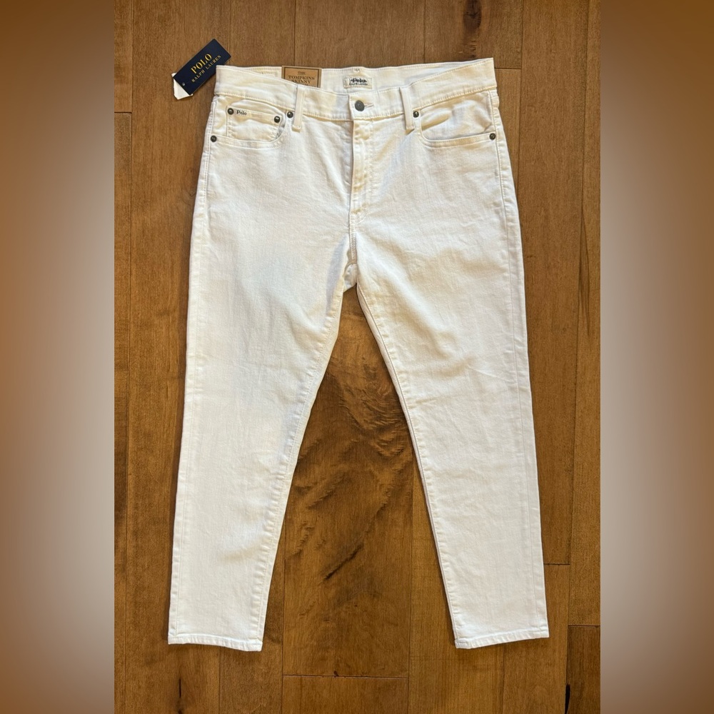 NWT Women’s Polo Ralph Lauren White The Tompkins Mid Rise Skinny Crop Jeans 31
